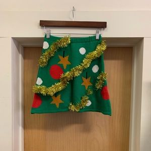 Green Knit Ugly Christmas Skirt - Size XS